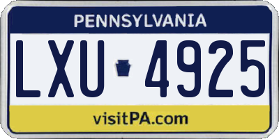 PA license plate LXU4925
