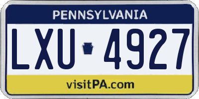 PA license plate LXU4927