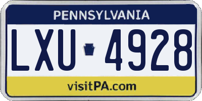 PA license plate LXU4928
