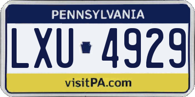 PA license plate LXU4929