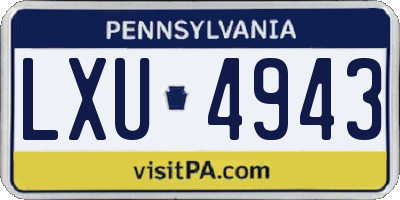 PA license plate LXU4943