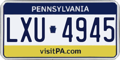 PA license plate LXU4945