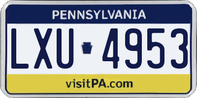 PA license plate LXU4953