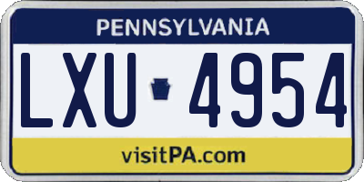 PA license plate LXU4954