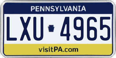 PA license plate LXU4965