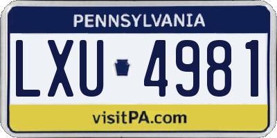 PA license plate LXU4981