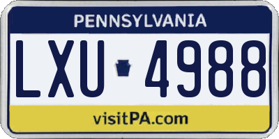 PA license plate LXU4988