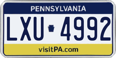 PA license plate LXU4992