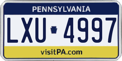 PA license plate LXU4997