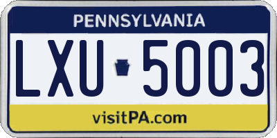 PA license plate LXU5003