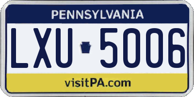 PA license plate LXU5006