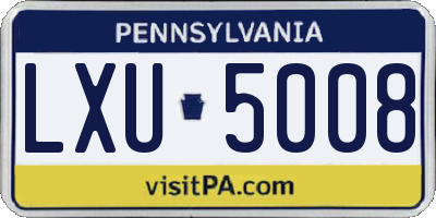 PA license plate LXU5008