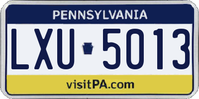 PA license plate LXU5013