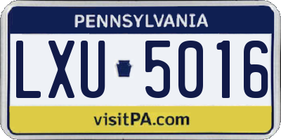PA license plate LXU5016