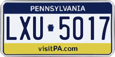 PA license plate LXU5017
