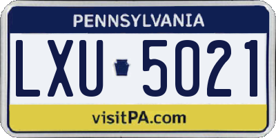 PA license plate LXU5021