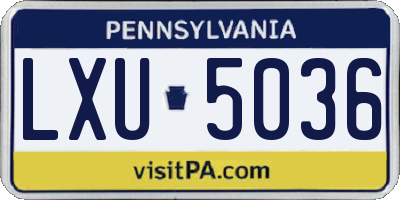 PA license plate LXU5036