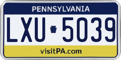 PA license plate LXU5039