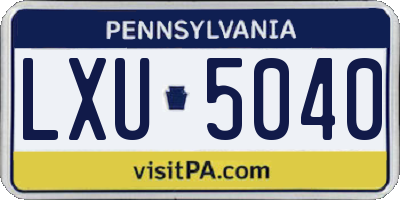 PA license plate LXU5040