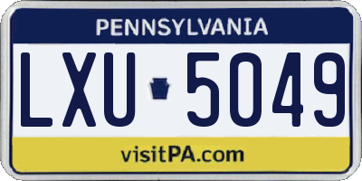 PA license plate LXU5049