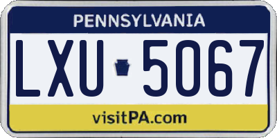 PA license plate LXU5067