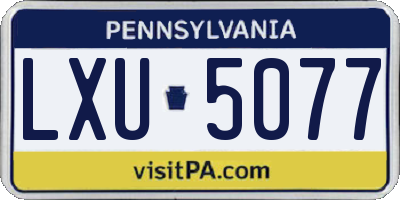 PA license plate LXU5077