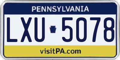 PA license plate LXU5078