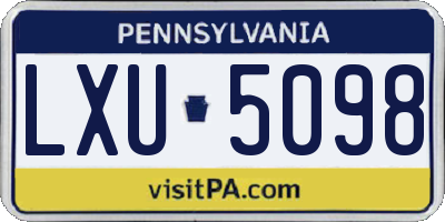 PA license plate LXU5098