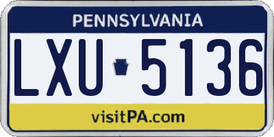 PA license plate LXU5136