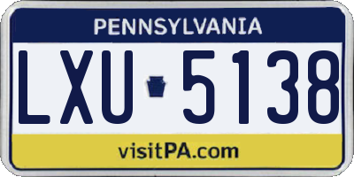 PA license plate LXU5138