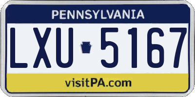 PA license plate LXU5167