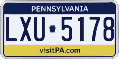 PA license plate LXU5178