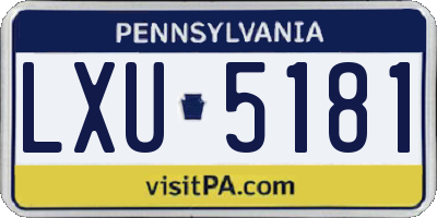PA license plate LXU5181