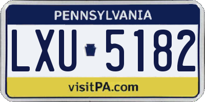 PA license plate LXU5182