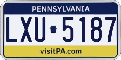PA license plate LXU5187