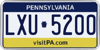 PA license plate LXU5200