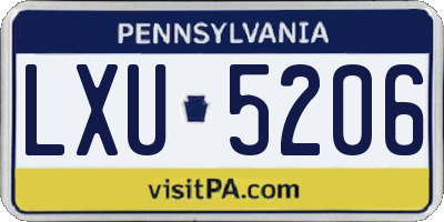 PA license plate LXU5206