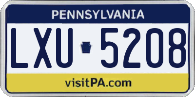 PA license plate LXU5208