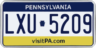 PA license plate LXU5209