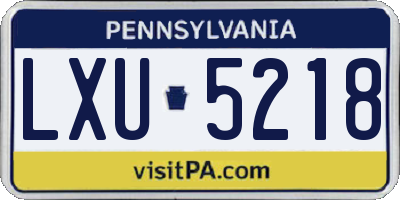 PA license plate LXU5218