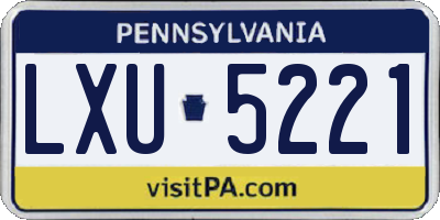 PA license plate LXU5221