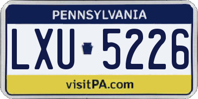 PA license plate LXU5226