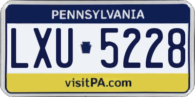 PA license plate LXU5228