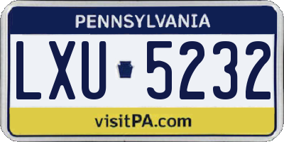 PA license plate LXU5232