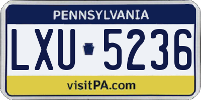 PA license plate LXU5236