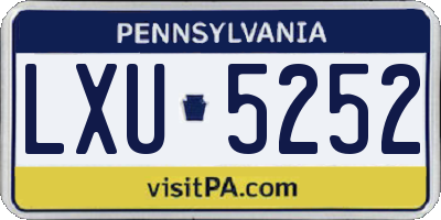 PA license plate LXU5252