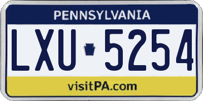 PA license plate LXU5254