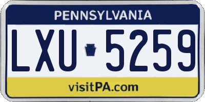 PA license plate LXU5259