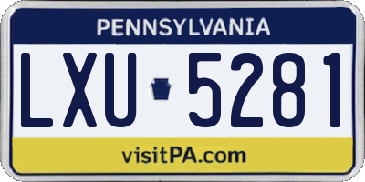 PA license plate LXU5281