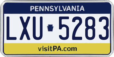 PA license plate LXU5283